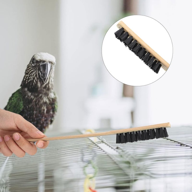 KooingTech 3pcs Bird Cage Cleaner Brush, Wooden Birdcage Brush, Long Handle Bird Cage Brushs Suitable for Routine Maintenance of Various Sized Cage Bodies - Image 3